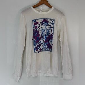 🌸 Vintage LS tee London Plane Seattle Skull Floral Super Soft Sz S